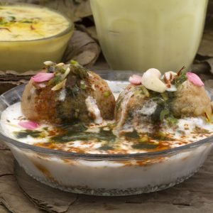 Indian special traditional restaurant food Lassi Rabri Dahivada